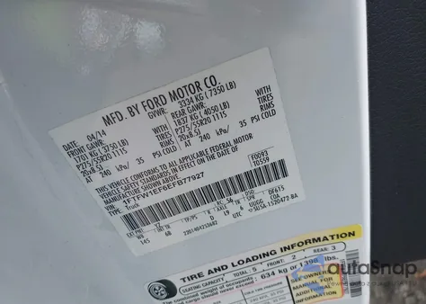 2014 Ford F-150 Fx4 z USA, uszkodzony, nr VIN 1FTFW1EF6EFB77927